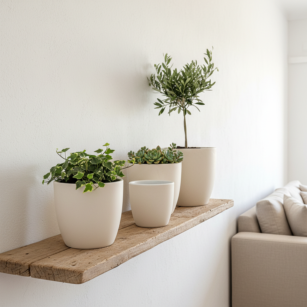 Set 3 Porta Maceteros Cerámica Blanco Antiguo Mate | Frank Home Porta Macetero Frank Home Chile