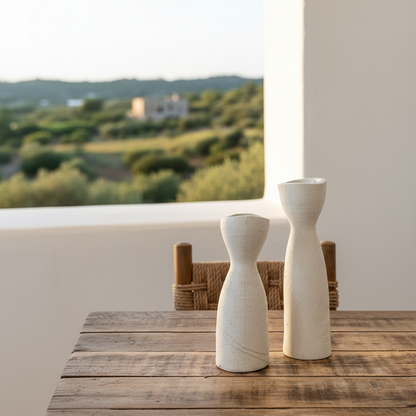 Porta Vela Cerámica Texturada 2 Tamaños - Diseño Artesanal Azul Porta Vela Frank Home Chile