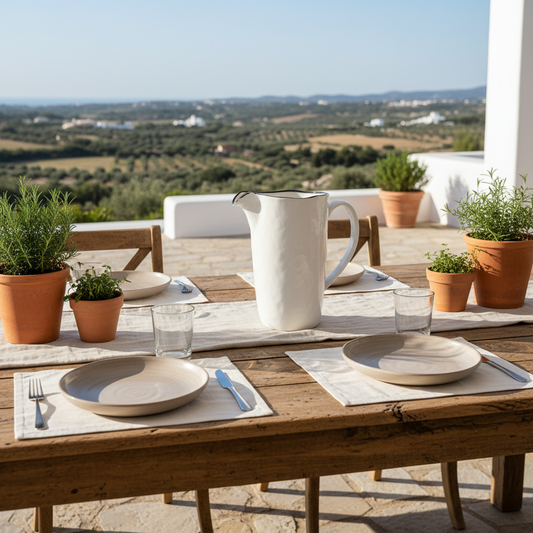 Jarra Cerámica Blanca Borde Negro 1.8L - Diseño Minimalista Jarra Frank Home Chile