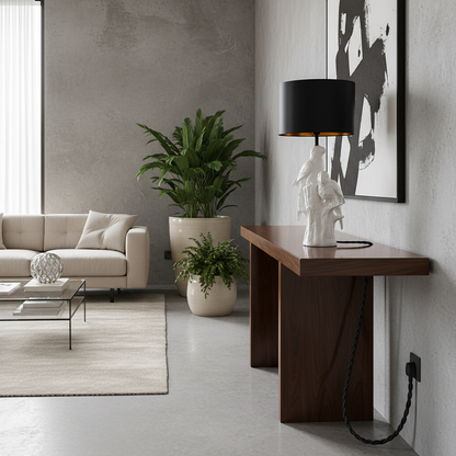 Lámpara Base Cerámica Esmaltada Pájaros Pantalla Negra Interior Dorado Lampara de mesa y escritorio Frank Home Chile