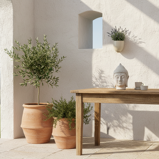 Adorno Cabeza de Buda Cerámica Textura Piedra 23cm - Decoración Zen Adorno Frank Home Chile