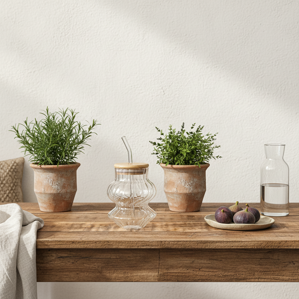 Vaso Vidrio Acanalado con Bombilla - Diseño Orgánico Moderno Vasos Frank Home Chile