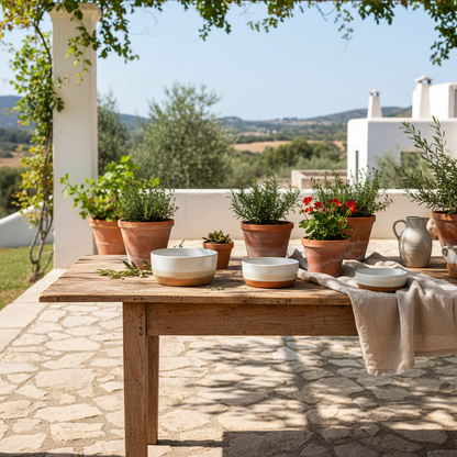 Set 3 Bowls Cerámica Rústica Bicolor - Diseño Artesanal Bowl Frank Home Chile