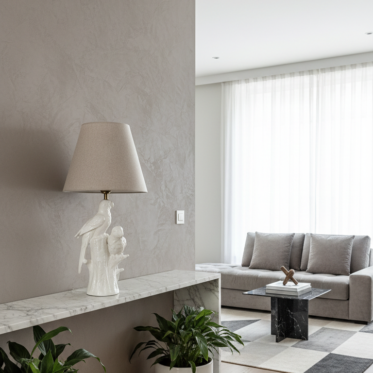 Lámpara Base Cerámica Esmaltada Pájaros Pantalla Beige Lampara de mesa y escritorio Frank Home Chile