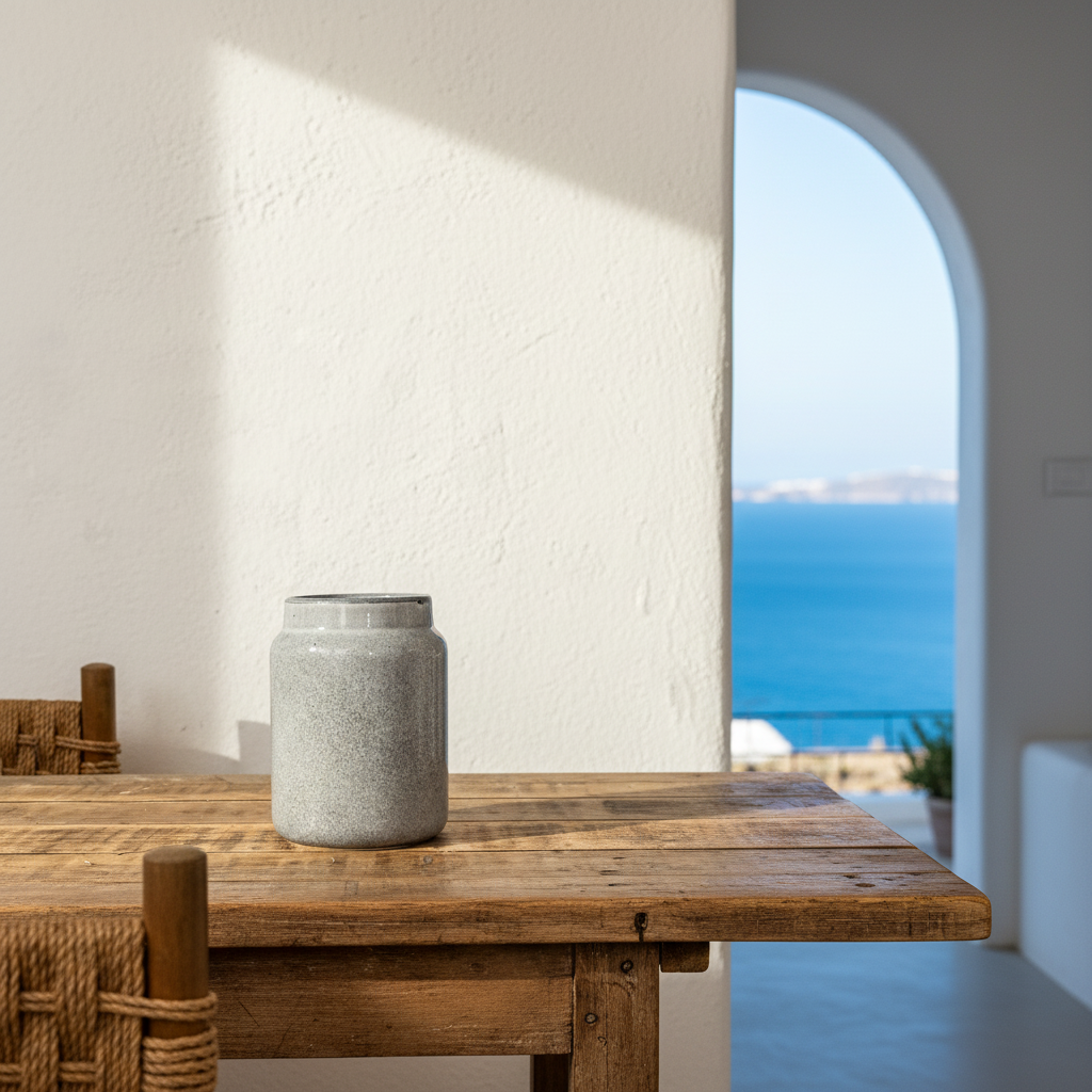 Florero Frasco Cerámica Esmaltada Celeste Grisáceo 16.5cm | Frank Home Florero Frank Home Chile