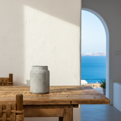 Florero Frasco Cerámica Esmaltada Celeste Grisáceo 16.5cm | Frank Home Florero Frank Home Chile