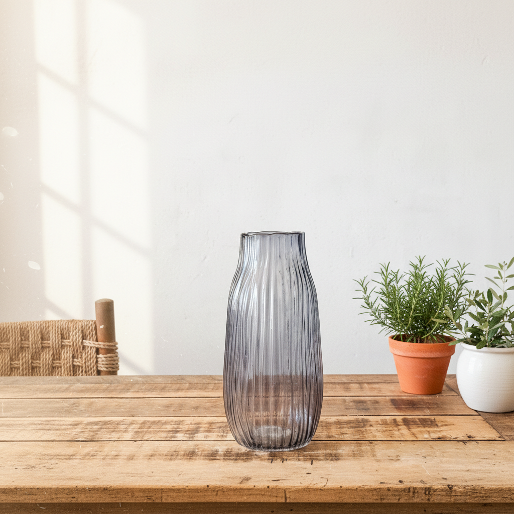 Florero Vidrio Labrado Azul - Diseño Artesanal Decorativo Florero Frank Home Chile