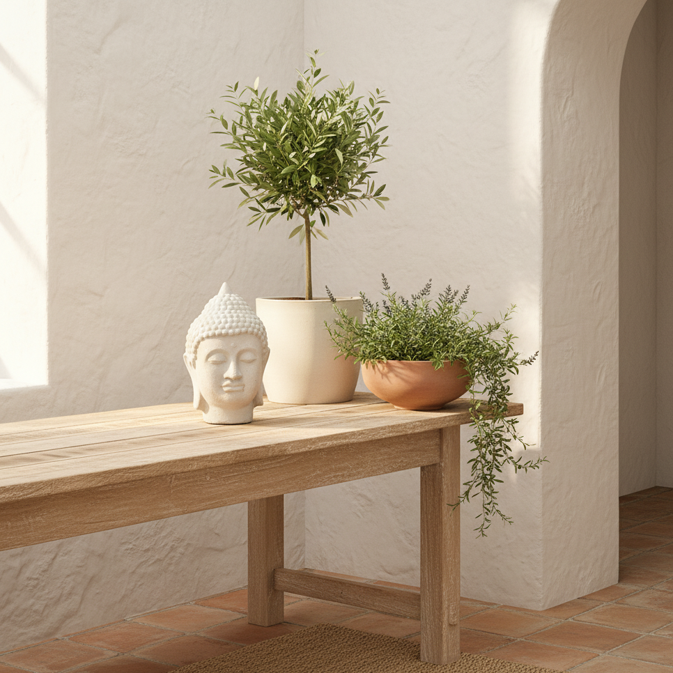 Adorno Cabeza de Buda Cerámica Textura Piedra 23cm - Decoración Zen Adorno Frank Home Chile