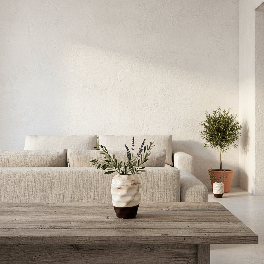 Florero Cerámica Textura Mármol Burdeo - Diseño Elegante Florero Frank Home Chile