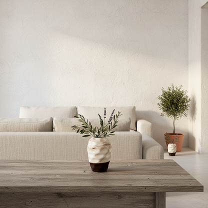 Florero Cerámica Textura Mármol Burdeo - Diseño Elegante Florero Frank Home Chile