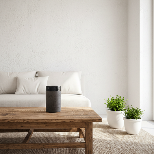 Florero Cerámica Texturada Grafito 20cm - Diseño Cilíndrico Refinado Florero Frank Home Chile