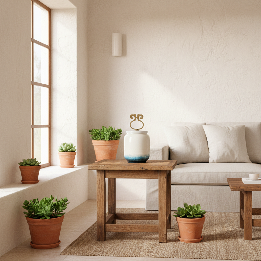 Ánfora Cerámica Esmaltada con Asa Bronce Anfora Frank Home Chile