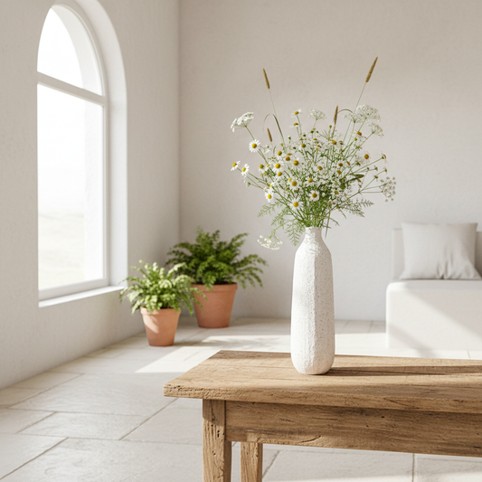 Florero Cerámica Texturada Botella Interior Azul Florero Frank Home Chile