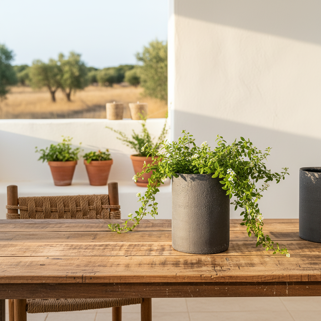 Macetero Cerámica Rústica Grafito 15.5cm Macetero Frank Home Chile