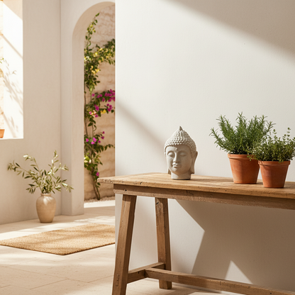 Adorno Cabeza de Buda Cerámica Textura Piedra 23cm - Decoración Zen Adorno Frank Home Chile