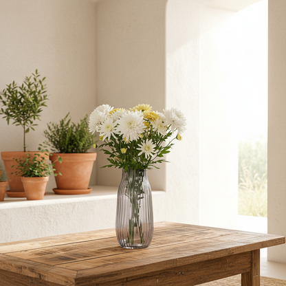 Florero Vidrio Labrado Azul - Diseño Artesanal Decorativo Florero Frank Home Chile