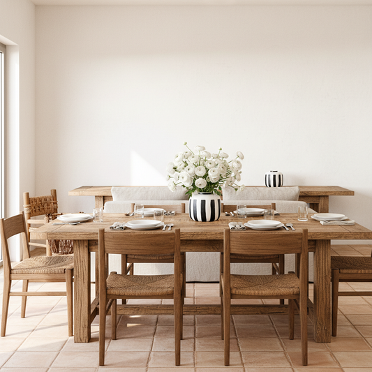 Florero Cerámica Blanco y Negro 17cm Artesanal | Frank Home Florero Frank Home Chile