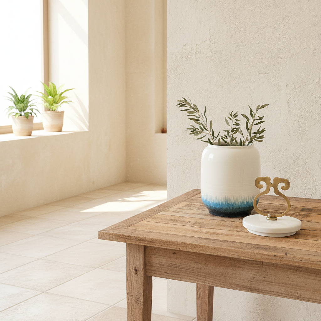 Ánfora Cerámica Esmaltada con Asa Bronce Anfora Frank Home Chile