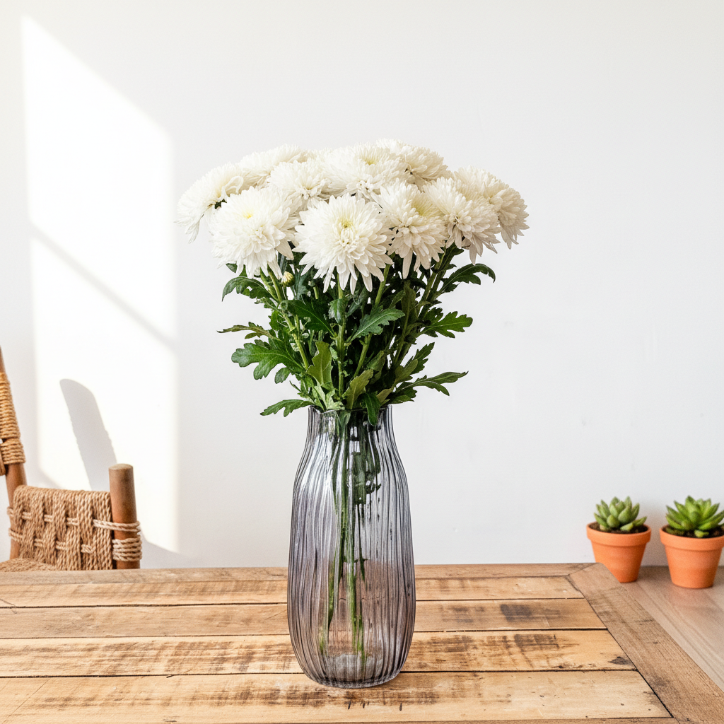 Florero Vidrio Labrado Azul - Diseño Artesanal Decorativo Florero Frank Home Chile