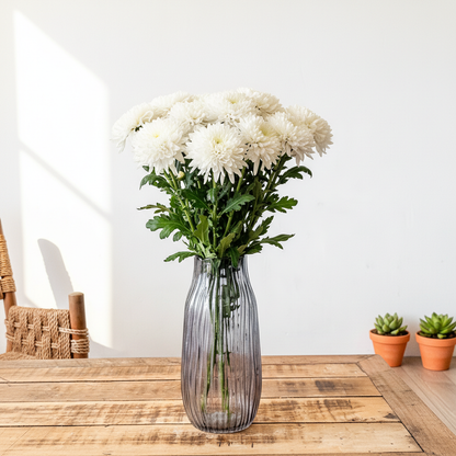 Florero Vidrio Labrado Azul - Diseño Artesanal Decorativo Florero Frank Home Chile