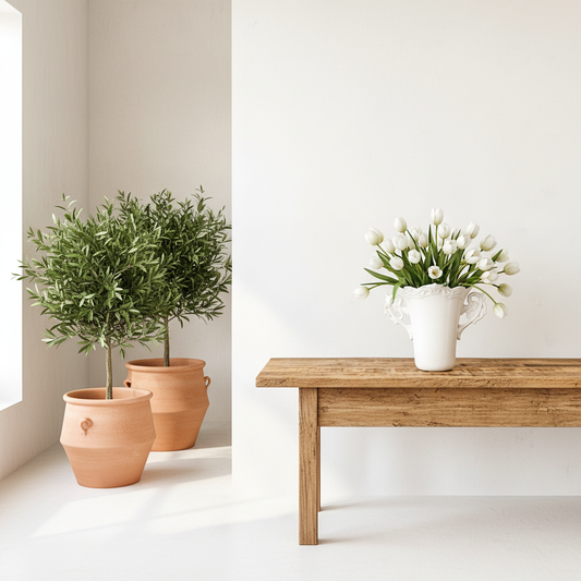 Florero Provenzal con Asas Cerámica Esmaltada Florero Frank Home Chile