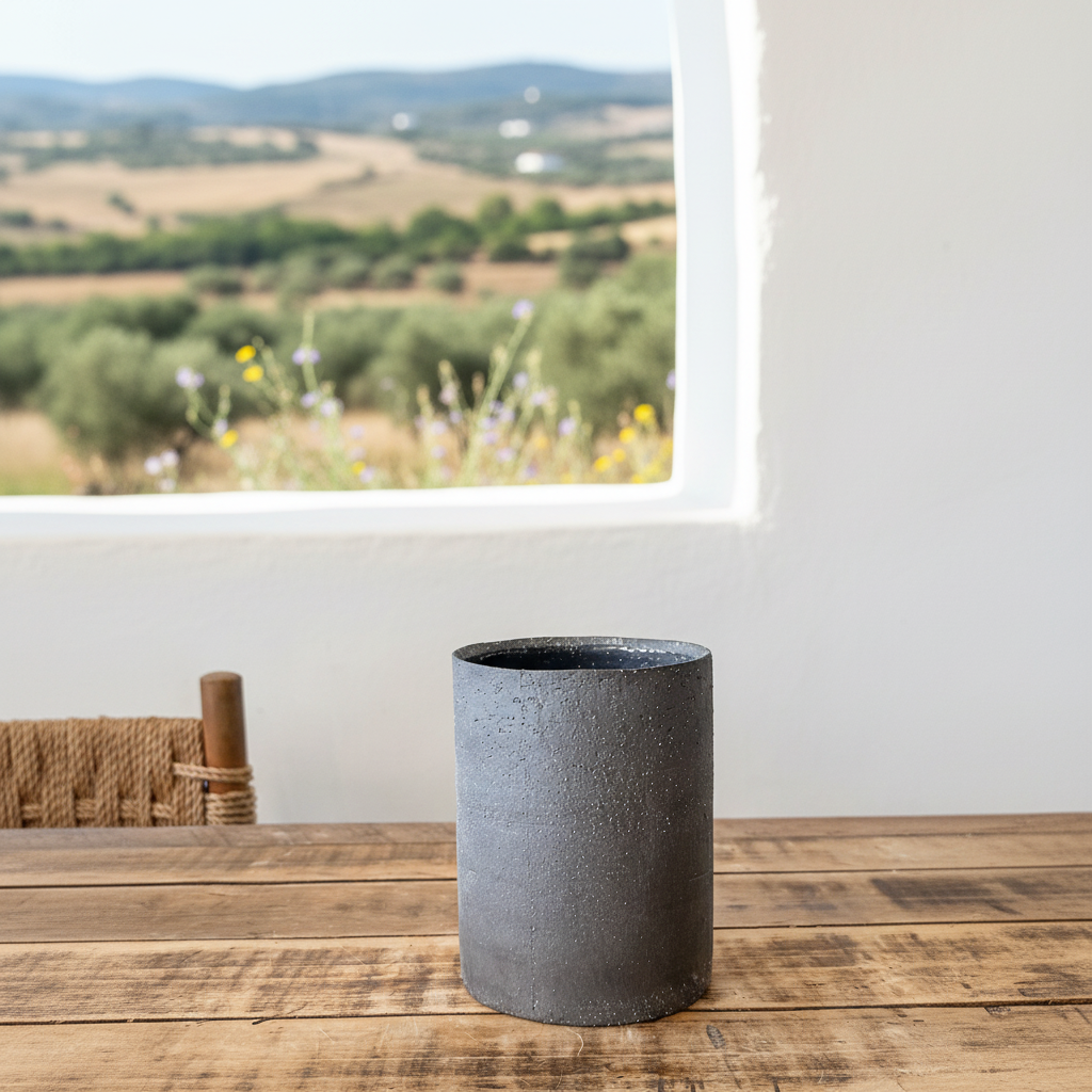 Macetero Cerámica Rústica Grafito 15.5cm Macetero Frank Home Chile