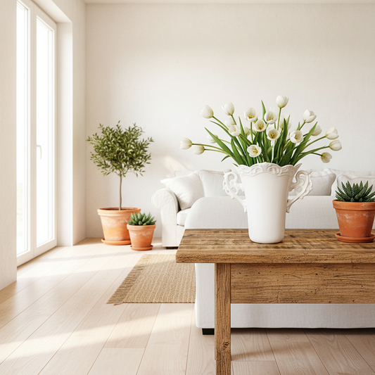 Florero Provenzal con Asas Cerámica Esmaltada Florero Frank Home Chile