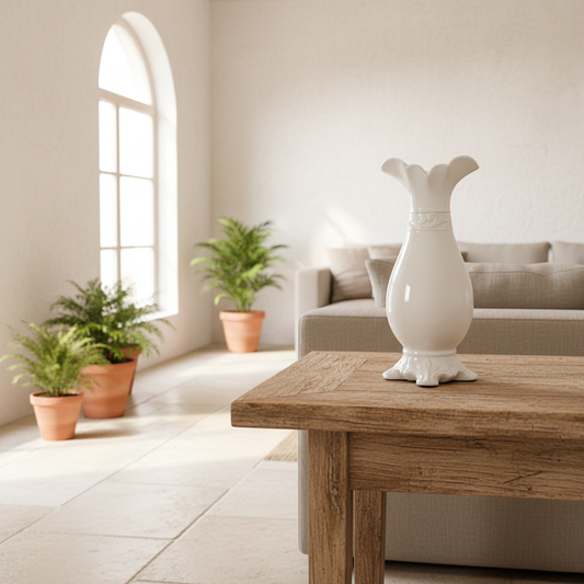 Florero Cerámica Esmaltada Blanco Florero Frank Home Chile