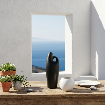 Jarra Cerámica Negra 33.5cm Artesanal | Frank Home Jarra Frank Home Chile