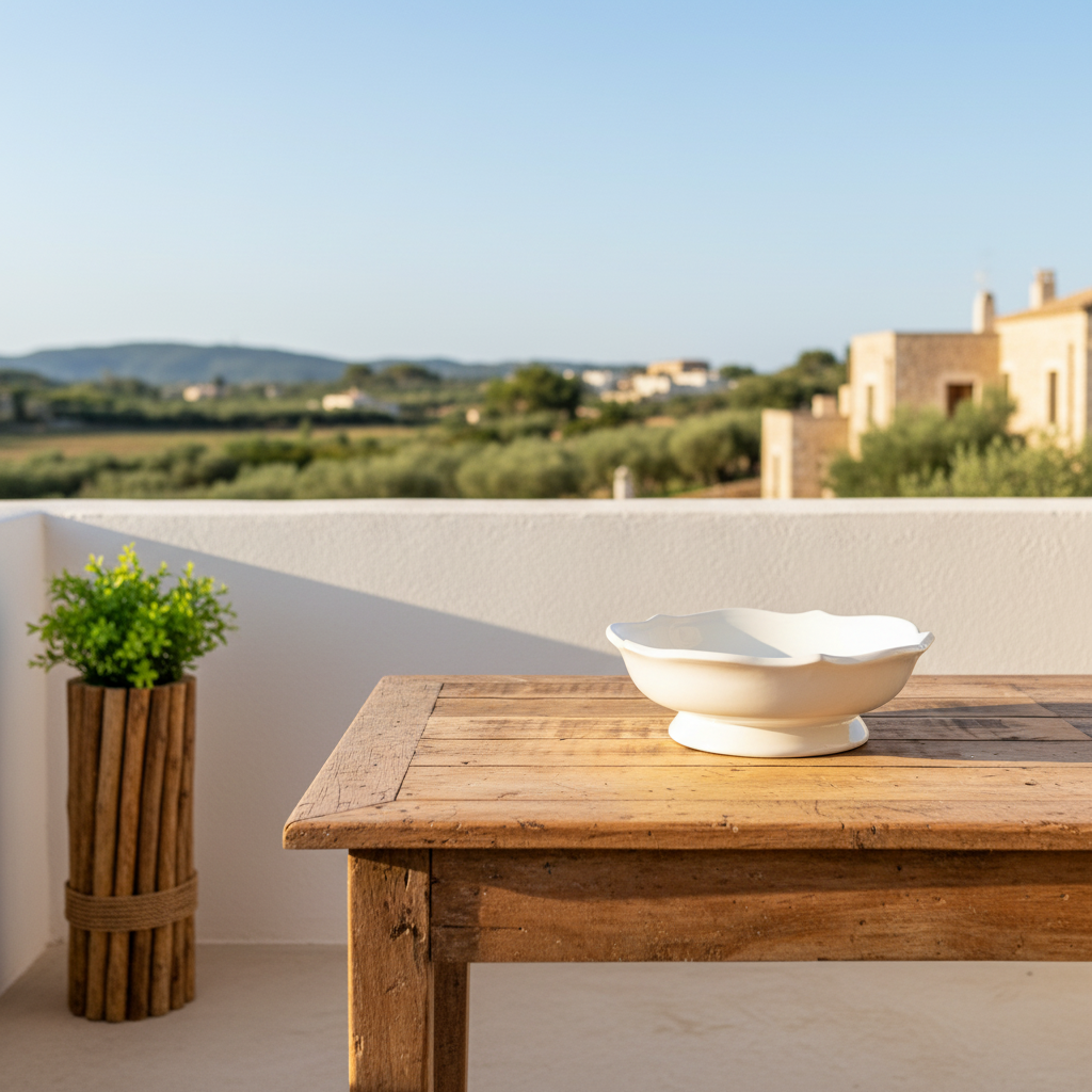 Frutera Cerámica Esmaltada Blanca Provenzal 26cm Frutera Frank Home Chile