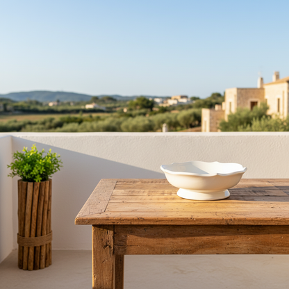 Frutera Cerámica Esmaltada Blanca Provenzal 26cm Frutera Frank Home Chile