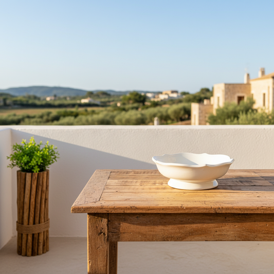 Frutera Cerámica Esmaltada Blanca Provenzal 26cm Frutera Frank Home Chile