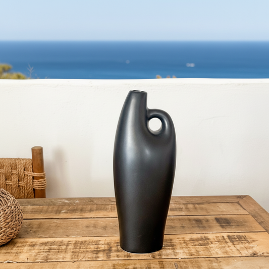 Jarra Cerámica Negra 33.5cm Artesanal | Frank Home Jarra Frank Home Chile