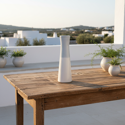 Florero Bicolor Cerámica Esmaltada Celeste y Blanco - Diseño Moderno Florero Frank Home Chile