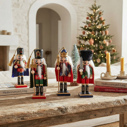 Set 4 Cascanueces Colgantes Navideños 13cm Azul - Verde - Rojo - Capas Adorno Frank Home Chile