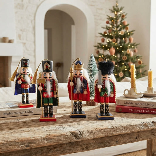 Set 4 Cascanueces Colgantes Navideños 13cm Azul - Verde - Rojo - Capas Adorno Frank Home Chile