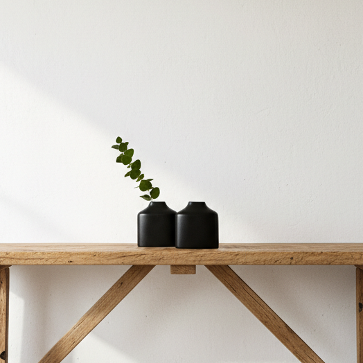 Set 2 Mini floreros Cerámica Mate Negro Florero Frank Home Chile