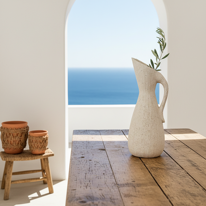 Jarra Cerámica Texturada Blanca 33cm Artesanal | Frank Home Florero Frank Home Chile