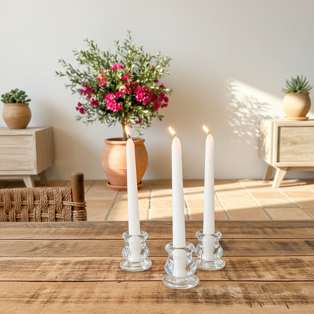 Set 3 Porta Vela Vidrio - Diseño Minimalista Decorativo Porta Vela Frank Home Chile