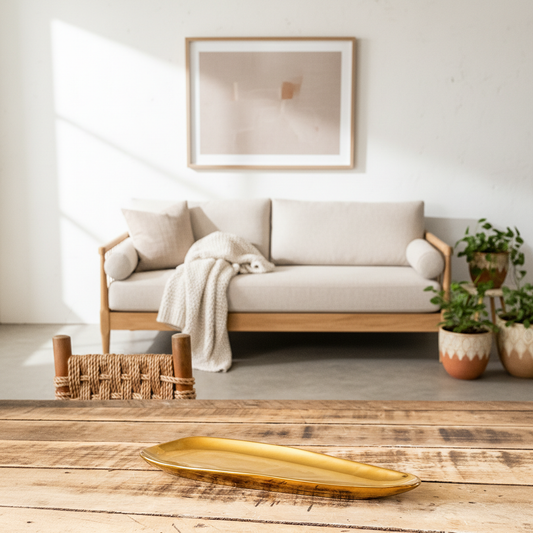 Bandeja Cerámica Dorada Ovalada bandeja Frank Home Chile