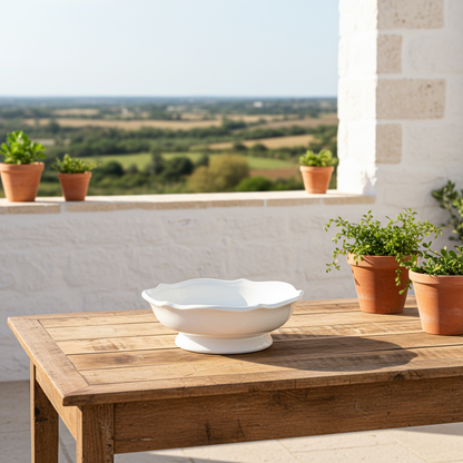 Frutera Cerámica Esmaltada Blanca Provenzal 26cm Frutera Frank Home Chile