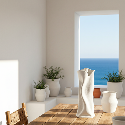 Florero Escultórico Cerámica Blanco 45cm - Formas Orgánicas Florero Frank Home Chile