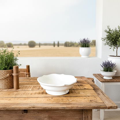 Frutera Cerámica Esmaltada Blanca Provenzal 26cm Frutera Frank Home Chile