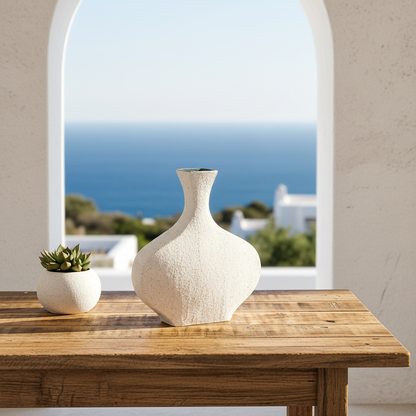 Florero Ánfora Cerámica Texturada Blanca 30.5cm | Frank Home Decoración Frank Home Chile