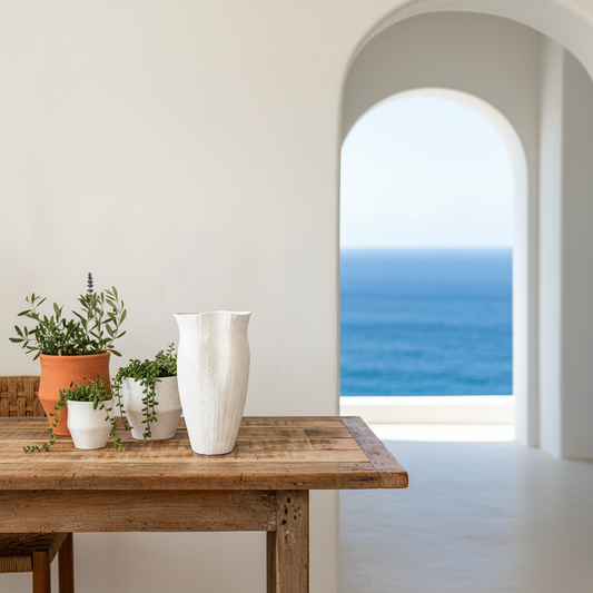 Florero Escultórico Abstracto Cerámica Texturizada Blanca 29.5cm Florero Frank Home Chile