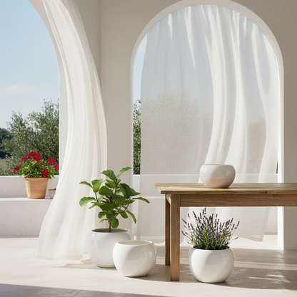 Florero Centro de Mesa Redondo Cerámica Esmaltada Blanco 18cm Florero Frank Home Chile