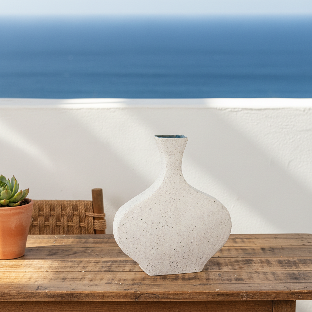 Florero Ánfora Cerámica Texturada Blanca 30.5cm | Frank Home Decoración Frank Home Chile