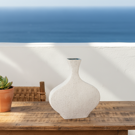 Florero Ánfora Cerámica Texturada Blanca 30.5cm | Frank Home Decoración Frank Home Chile