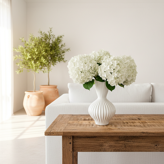 Florero Cerámica Blanca Acanalado Florero Frank Home Chile