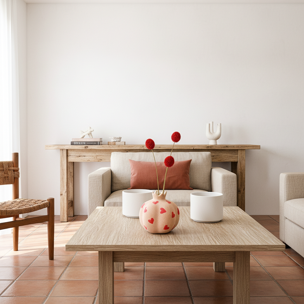 Florero Granada Cerámica Texturada Diseño Corazones Florero Frank Home Chile